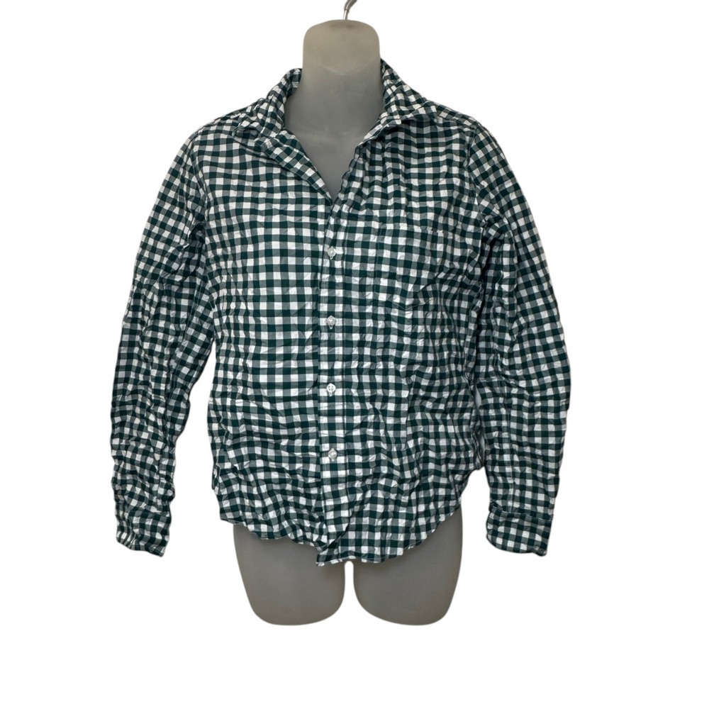 Frank and Eileen Barry Button‎ Up - Green Crinkle Gingham Check size small